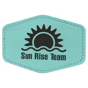 3 1/2" x 2 1/2" Teal Leatherette Hex Patch with Premium Adhesive — catalog reference 1566