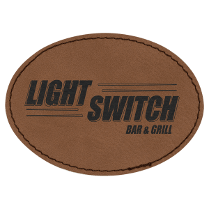 3 1/2" x 2 1/2" Dark Brown Leatherette Oval Patch with Premium Adhesive — catalog reference 1479