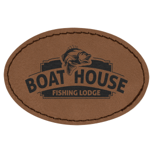 3" x 2" Dark Brown Leatherette Oval Patch with Premium Adhesive — catalog reference 1494