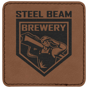 3" x 3" Dark Brown Leatherette Square Patch with Premium Adhesive — catalog reference 1539