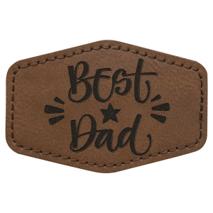 3" x 2" Dark Brown Leatherette Hex Patch with Premium Adhesive — catalog reference 1584