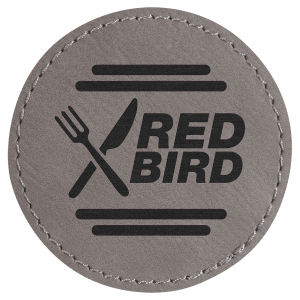 2 1/2" Gray Leatherette Round Patch with Premium Adhesive — catalog reference 1525