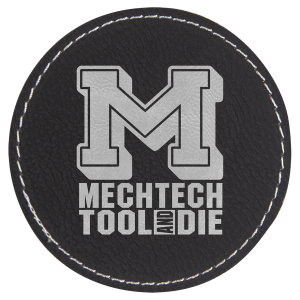3" Black/Silver Leatherette Round Patch with Premium Adhesive — catalog reference 1511