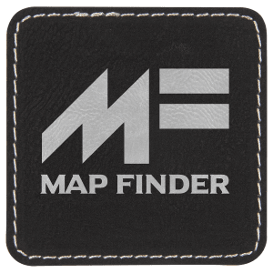2 1/2" x 2 1/2" Black/Silver Leatherette Square Patch with Premium Adhesive — catalog reference 1556