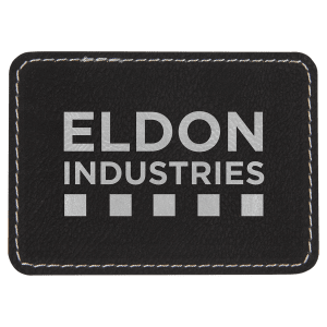 3 1/2" x 2 1/2" Black/Silver Leatherette Rectangle Patch with Premium Adhesive — catalog reference 1452