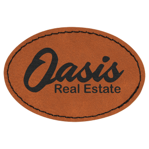 3" x 2" Rawhide Leatherette Oval Patch with Premium Adhesive — catalog reference 1497