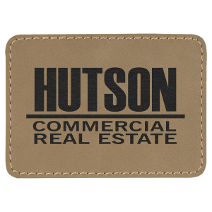 3 1/2" x 2 1/2" Light Brown Leatherette Rectangle Patch with Premium Adhesive — catalog reference 1454