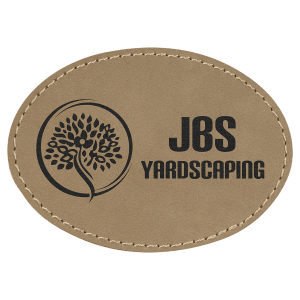 3 1/2" x 2 1/2" Light Brown Leatherette Oval Patch with Premium Adhesive — catalog reference 1483