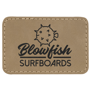 3" x 2" Rectangle Light Brown Leatherette Patch with Adhesive — catalog reference 1298