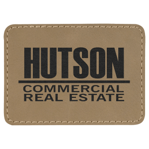 3 1/2" x 2 1/2" Rectangle Light Brown Leatherette Patch with Adhesive — catalog reference 1326