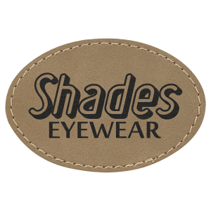 3" x 2" Oval Light Brown Leatherette Patch with Adhesive — catalog reference 1386