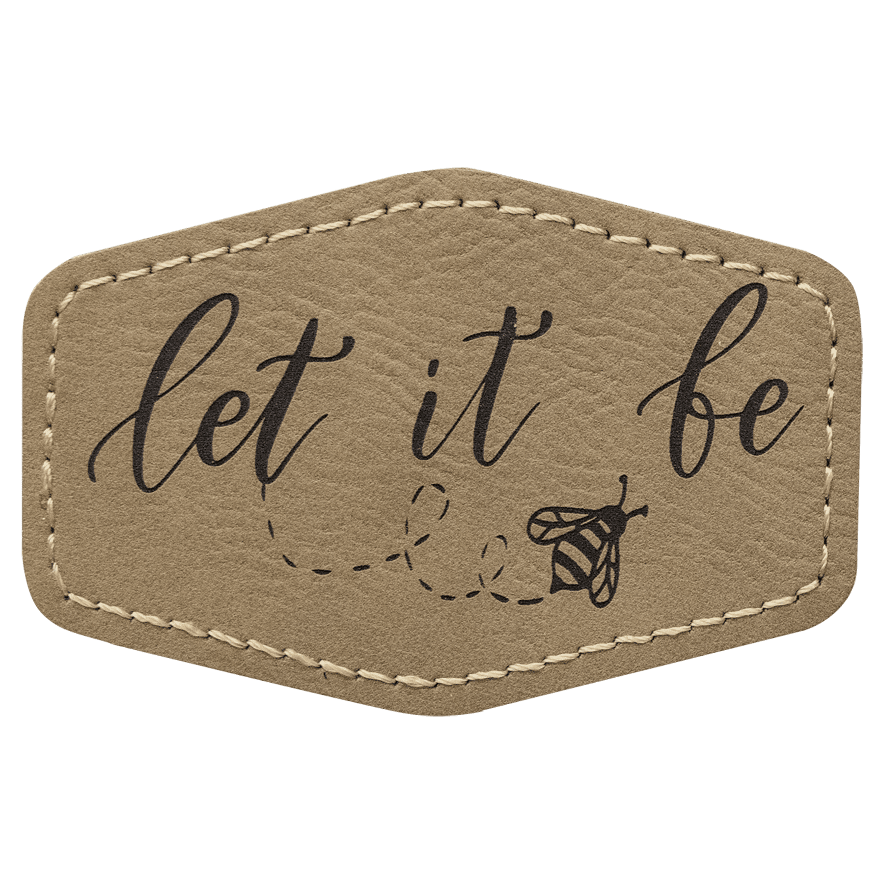 3" x 2" Hex Light Brown Leatherette Patch with Adhesive — catalog reference 1313