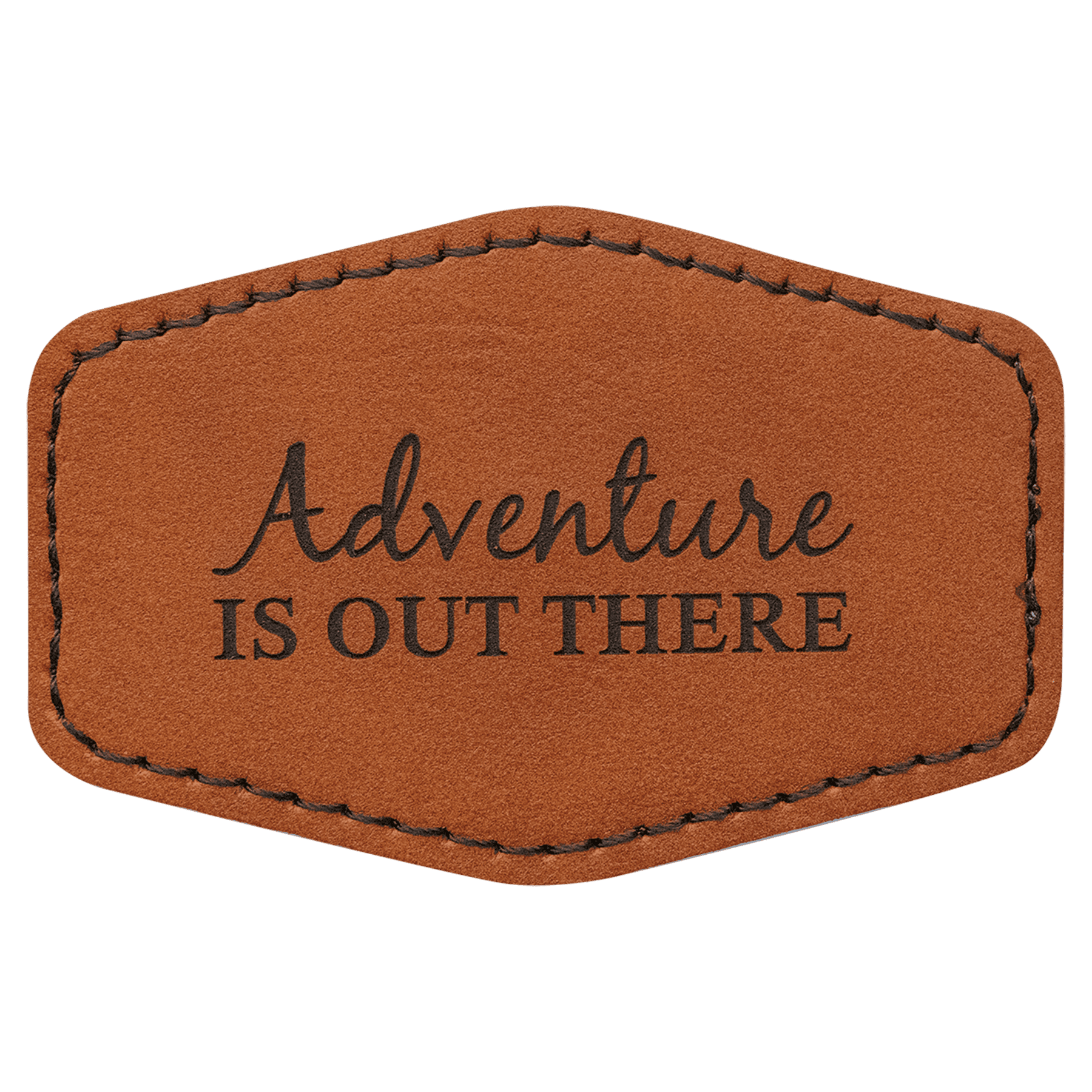 3" x 2" Hex Rawhide Leatherette Patch with Adhesive — catalog reference 1314