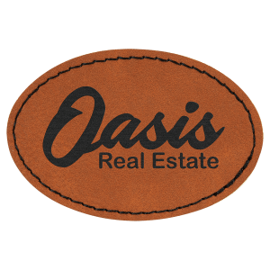 3" x 2" Oval Rawhide Leatherette Patch with Adhesive — catalog reference 1387