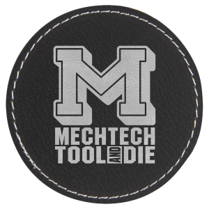3" Round Black/Silver Leatherette Patch with Adhesive — catalog reference 1373