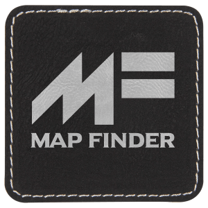 2 1/2" x 2 1/2" Square Black/Silver Leatherette Patch with Adhesive — catalog reference 1414
