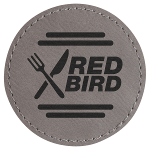 2 1/2" Round Gray Leatherette Patch with Adhesive — catalog reference 1359