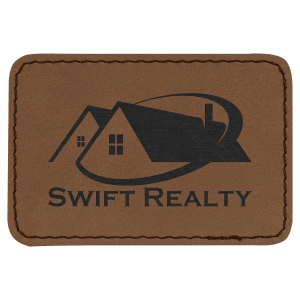 3" x 2" Rectangle Dark Brown Leatherette Patch with Adhesive — catalog reference 1302