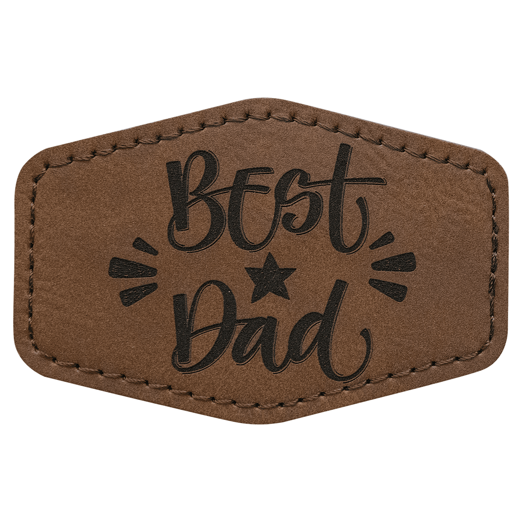 3" x 2" Hex Dark Brown Leatherette Patch with Adhesive — catalog reference 1317