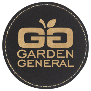 3" Round Black/Gold Leatherette Patch with Adhesive — catalog reference 1376