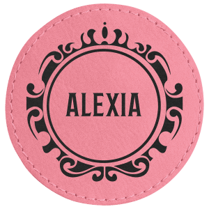 3" Round Pink Leatherette Patch with Adhesive — catalog reference 1377