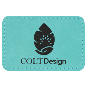 3" x 2" Rectangle Teal Leatherette Patch with Adhesive — catalog reference 1305