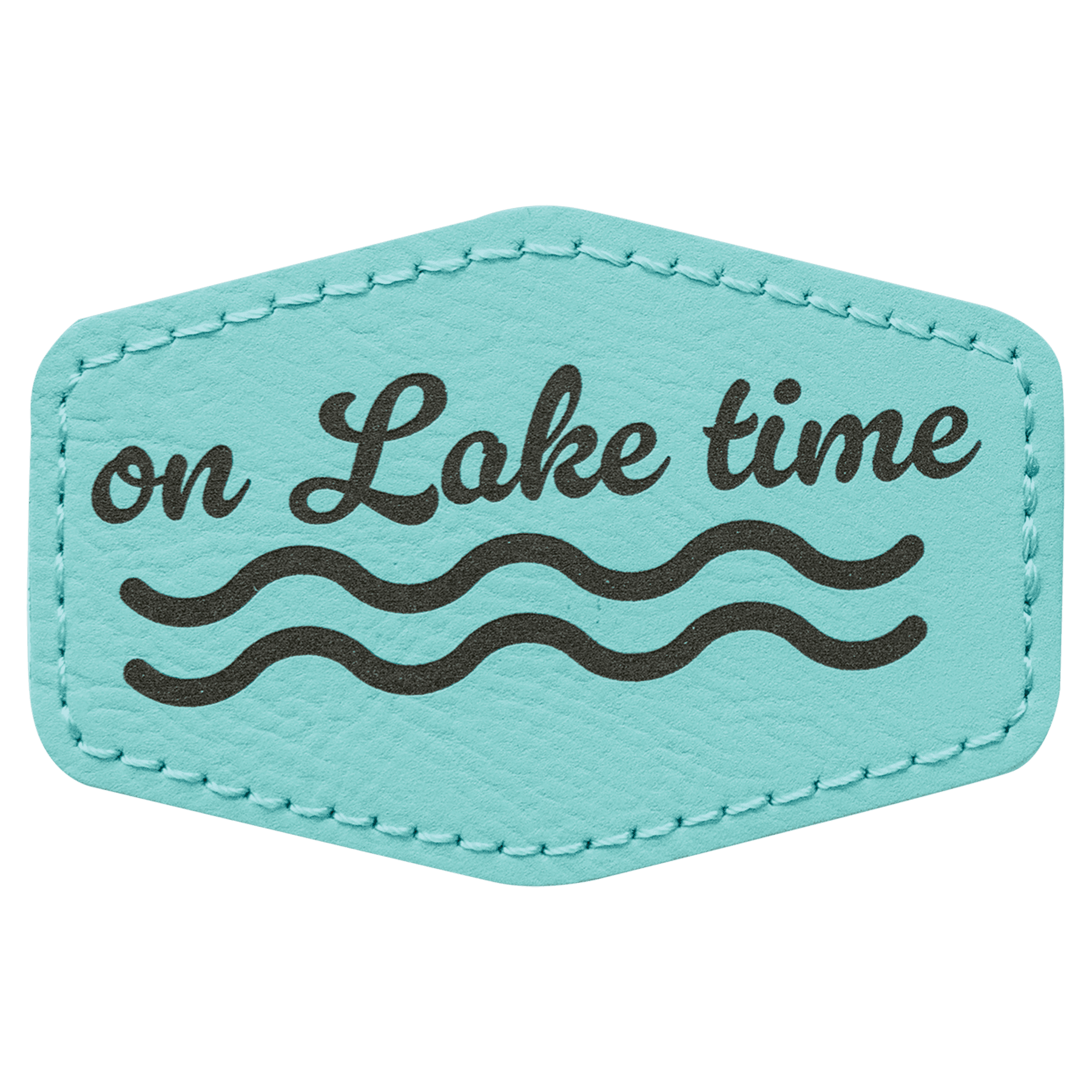 3" x 2" Hex Teal Leatherette Patch with Adhesive — catalog reference 1320