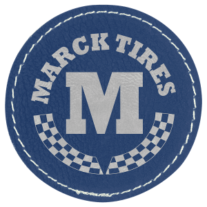 2 1/2" Round Blue/Silver Leatherette Patch with Adhesive — catalog reference 1364