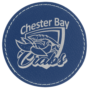 3" Round Blue/Silver Leatherette Patch with Adhesive — catalog reference 1379