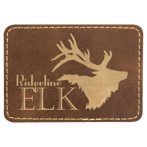 3 1/2" x 2 1/2" Rectangle Rustic/Gold Leatherette Patch with Adhesive — catalog reference 1335