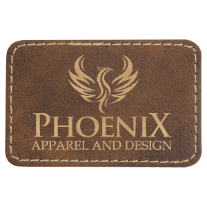 3" x 2" Rectangle Rustic/Gold Leatherette Patch with Adhesive — catalog reference 1307