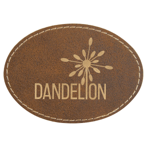 3 1/2" x 2 1/2" Rustic/Gold Leatherette Oval Patch with Adhesive — catalog reference 2304