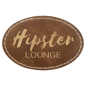 3" x 2" Oval Rustic/Gold Leatherette Patch with Adhesive — catalog reference 2303