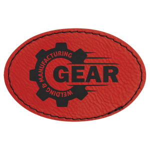 3" x 2" Oval Red Leatherette Patch with Adhesive — catalog reference 1394