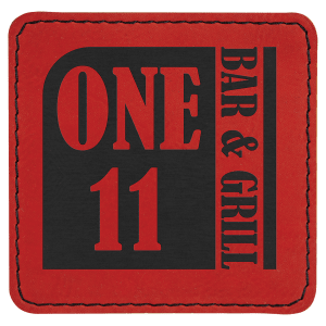 3" x 3" Square Red Leatherette Patch with Adhesive — catalog reference 1437