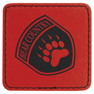 2 1/2" x 2 1/2" Square Red Leatherette Patch with Adhesive — catalog reference 1422