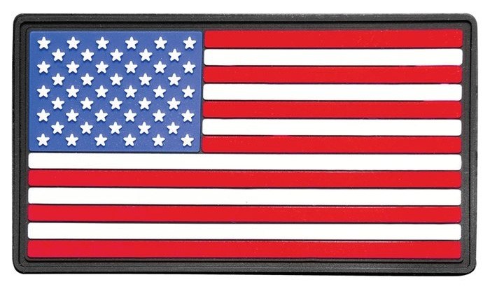1 3/4" x 3 1/4" Red White and Blue American Flag PVC Patch with Premium Adhesive — catalog reference 213