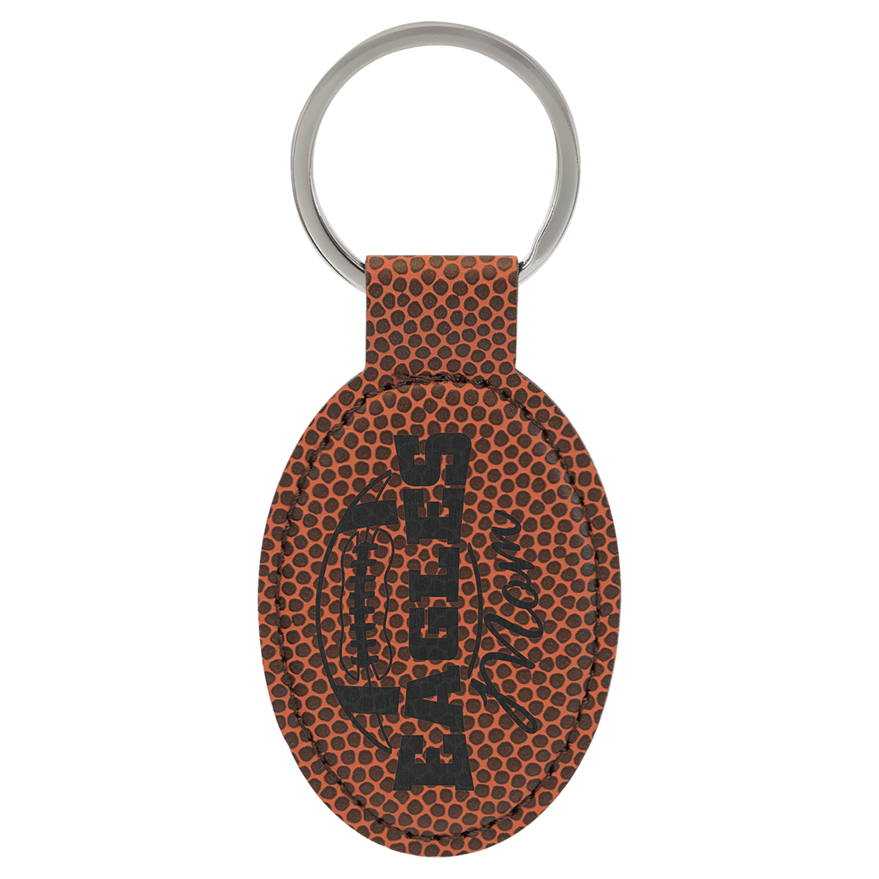 3" x 1 3/4" Football Leatherette Oval Keychain — catalog reference 2311