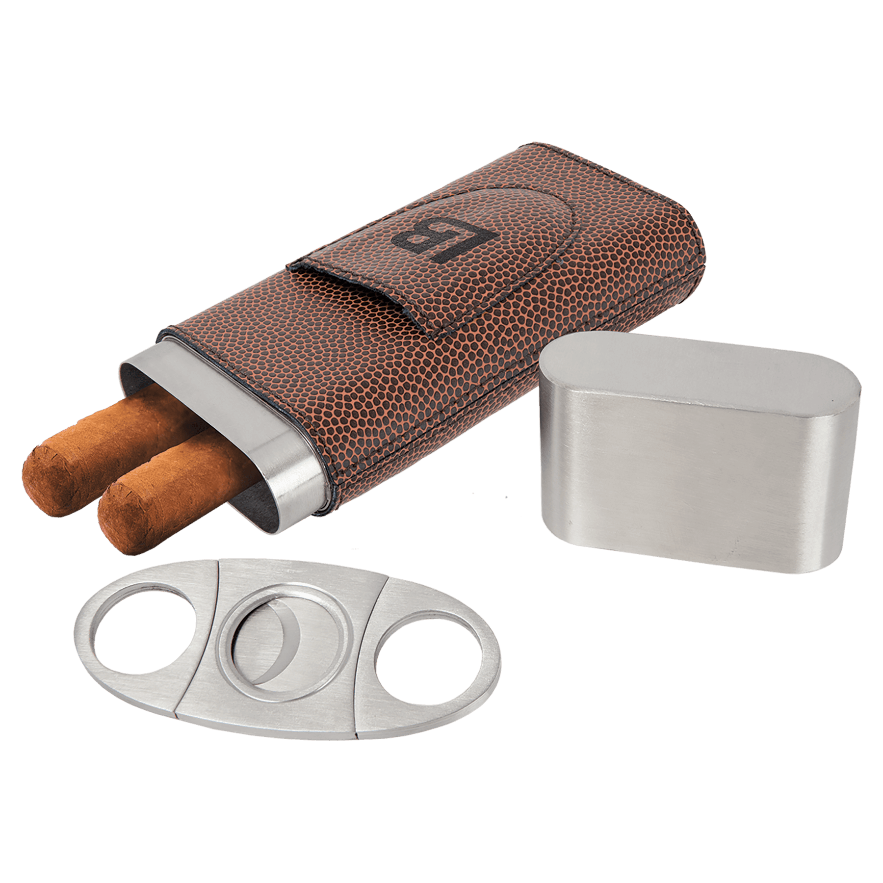 Football Leatherette Cigar Case with Cutter — catalog reference 2314