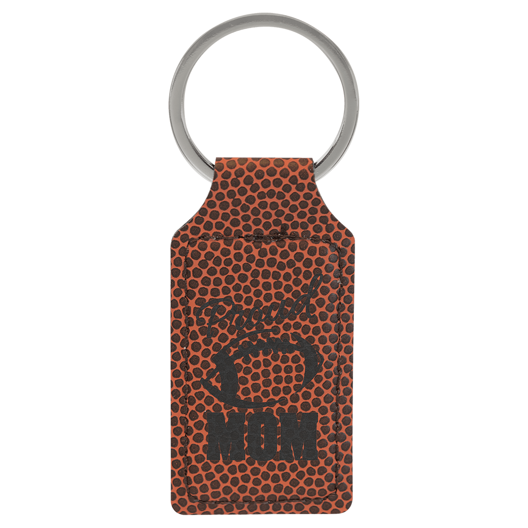 2 3/4" x 1 1/4" Football Leatherette Rectangle Keychain — catalog reference 2312