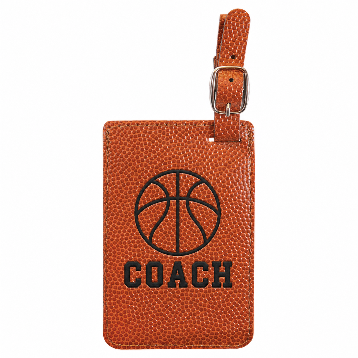 4 1/4" x 2 3/4" Basketball Leatherette Luggage Tag — catalog reference 2319