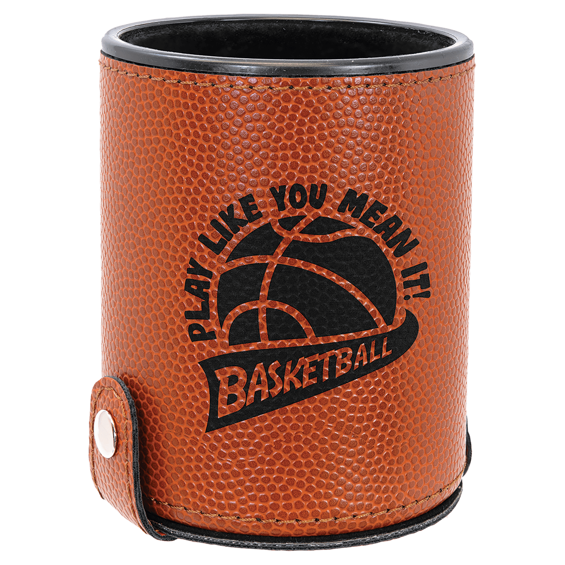 Basketball Leatherette Dice Cup with 5 Dice — catalog reference 2322