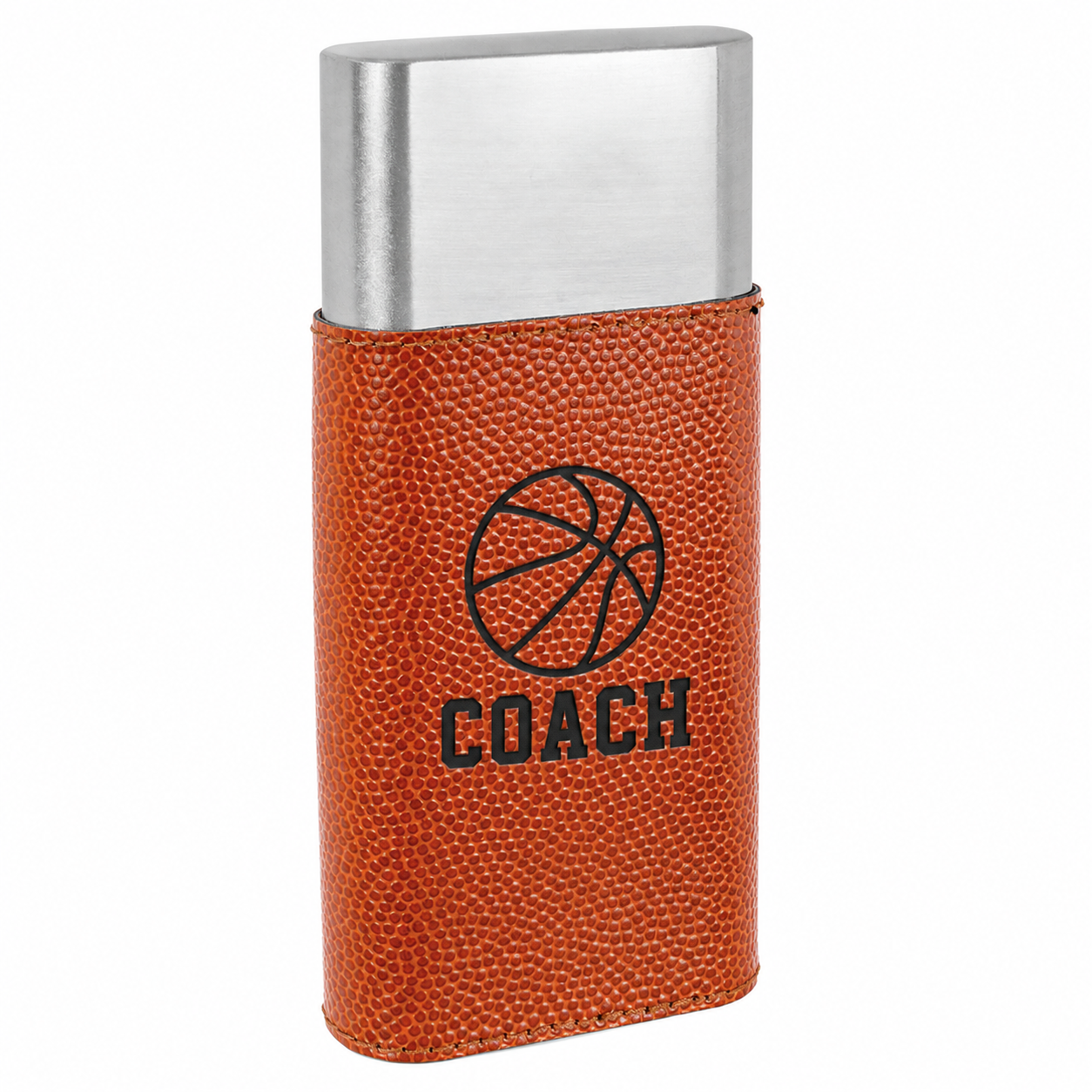 Basketball Leatherette Cigar Case with Cutter — catalog reference 2323