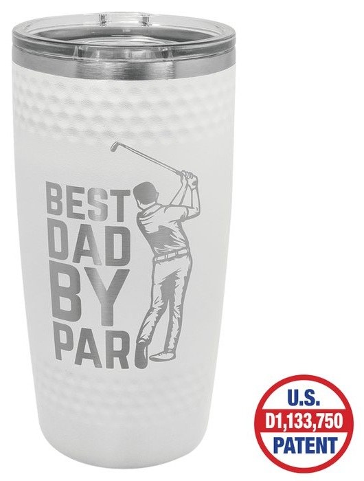 20 oz. White Golf Tumbler - Smooth Center with Dimples and Slider Lid — catalog reference 767