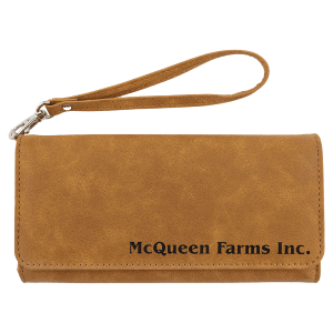 Wallet with Strap - Leatherette, Collection, 7 1/2" x 4", Light Brown — catalog reference 244