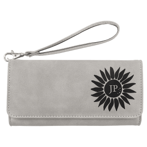 Wallet with Strap - Leatherette, Collection, 7 1/2" x 4", Light Gray — catalog reference 246