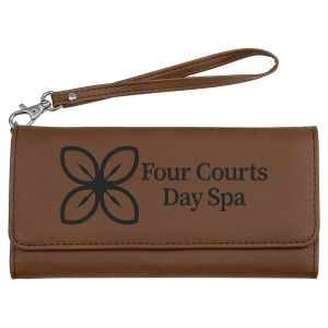 7 1/2" x 4" Dark Brown Leatherette Wallet with Strap — catalog reference 1589