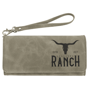 Wallet with Strap - Leatherette, Collection, 7 1/2" x 4", Light Green — catalog reference 247