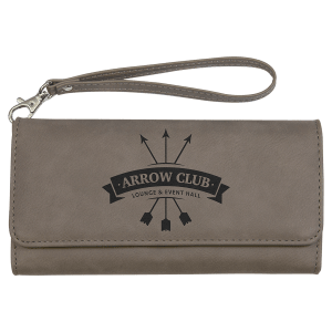 7 1/2" x 4" Gray Leatherette Wallet with Strap — catalog reference 1591