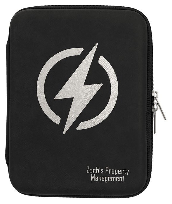 8.5 x 6 x 1.75 in. Leatherette Cord Case black/silver — catalog reference 912